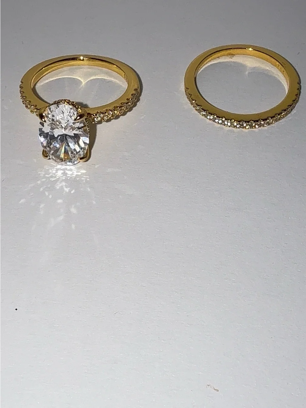 3.5ct Oval CZ Gold Vermeil Wedding Set Size 6.5